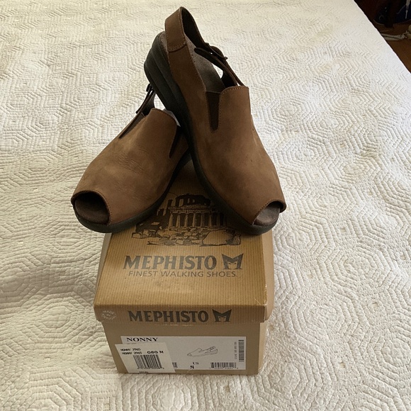 Mephisto Nonny Brown Nubuck Leather Peep Toe Sandals Size EU39 / US 8 - Picture 7 of 8
